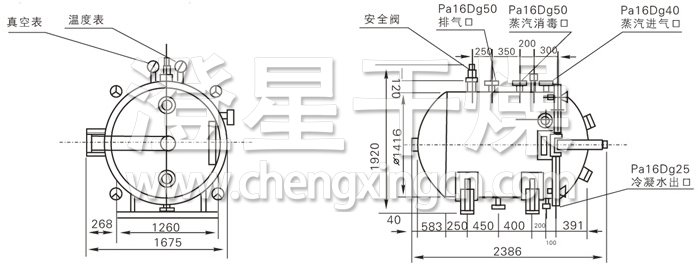 圆形静态真空干燥机结构示意图 圆形静态真空干燥机结构示意图